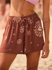 Roxy Lekeitio Bandana Print Brown Shorts - Image 1 of 5
