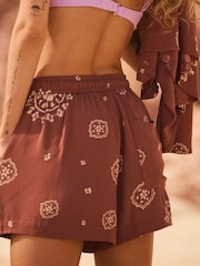 Roxy Lekeitio Bandana Print Brown Shorts - Image 2 of 5