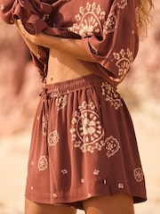 Roxy Lekeitio Bandana Print Brown Shorts - Image 4 of 5