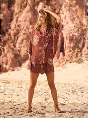 Roxy Lekeitio Bandana Print Brown Shirt - Image 1 of 8