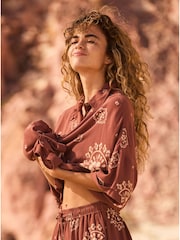 Roxy Lekeitio Bandana Print Brown Shirt - Image 2 of 8