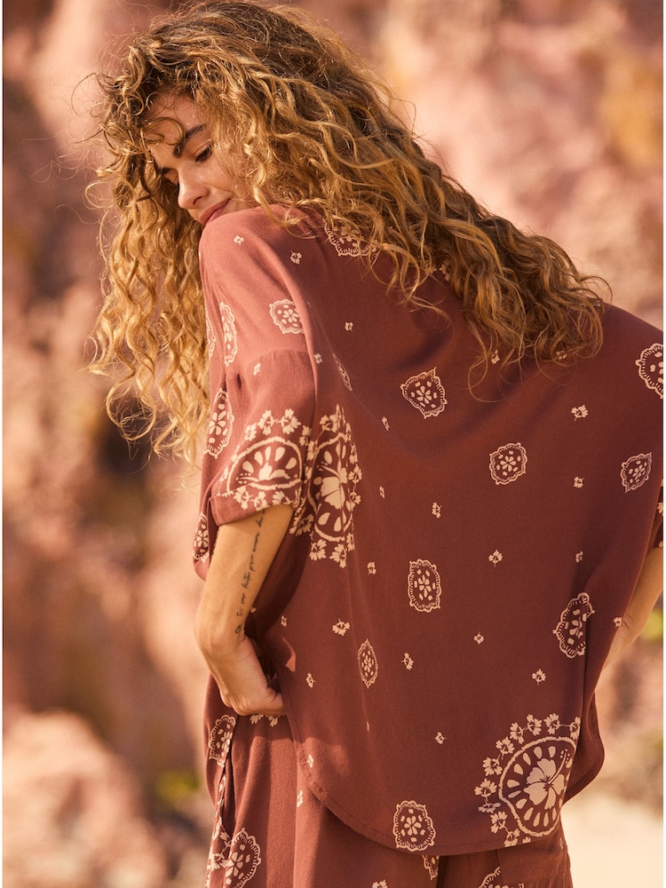 Roxy Lekeitio Bandana Print Brown Shirt - Image 3 of 8