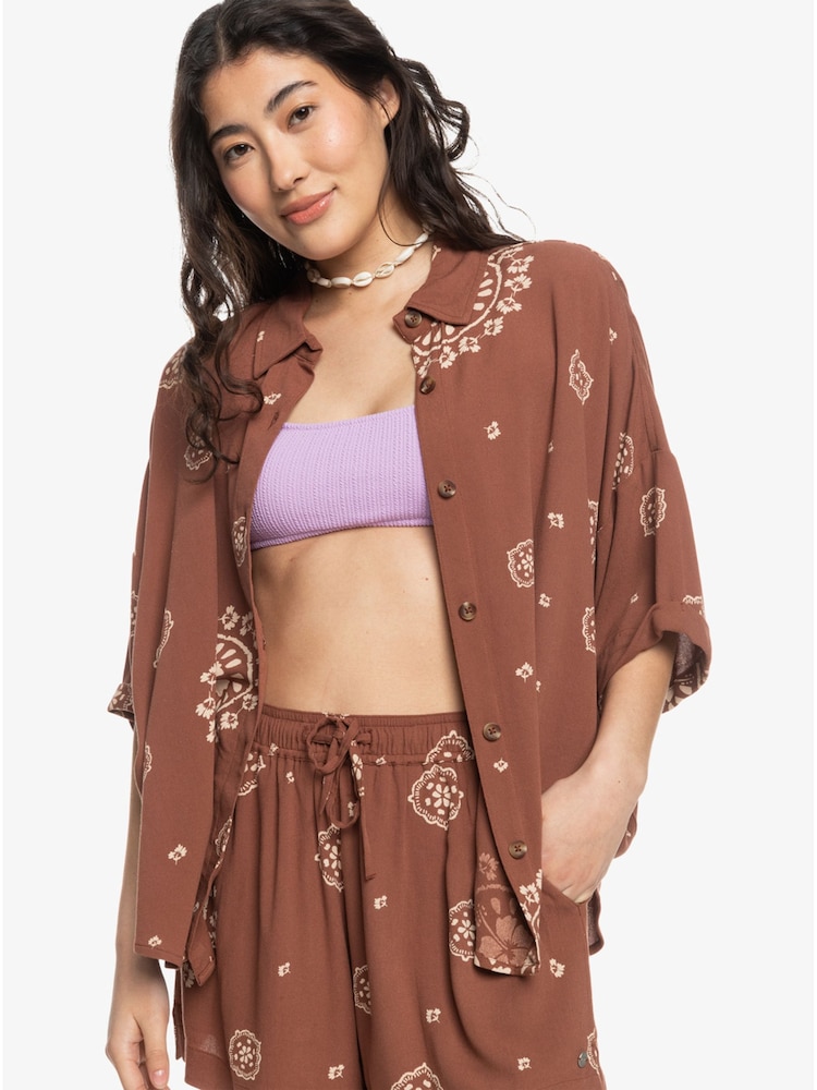 Roxy Lekeitio Bandana Print Brown Shirt - Image 6 of 8