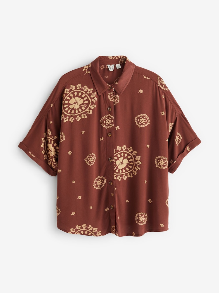 Roxy Lekeitio Bandana Print Brown Shirt - Image 8 of 8