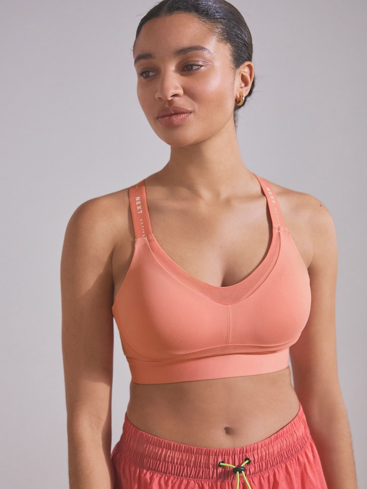 Coral Pink Active High Impact Sports Bra - Image 3 of 8