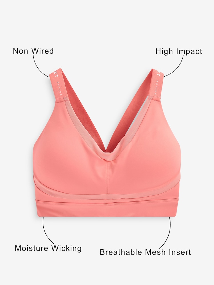 Coral Pink Active High Impact Sports Bra - Image 4 of 8