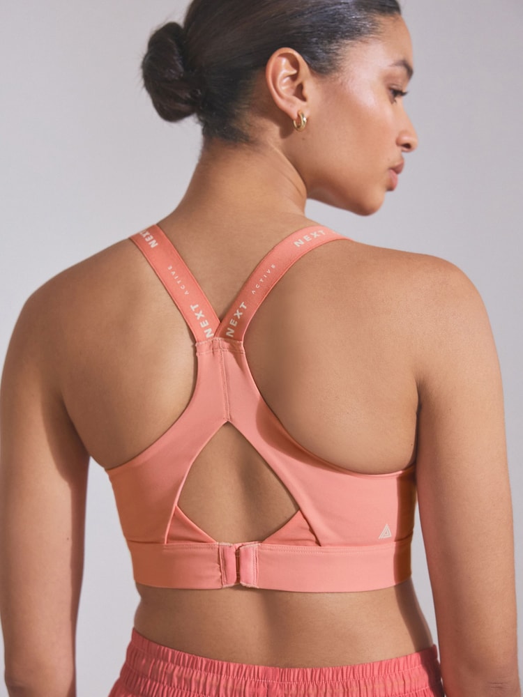 Coral Pink Active High Impact Sports Bra - Image 5 of 8