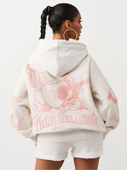 True Religion Grey Puff Print Boyfriend Zip Up Hoodie - Image 2 of 5