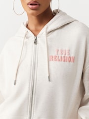 True Religion Grey Puff Print Boyfriend Zip Up Hoodie - Image 5 of 5