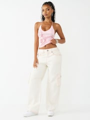 True Religion White Bailey Barrel Baggy Big T Jeans - Image 2 of 6