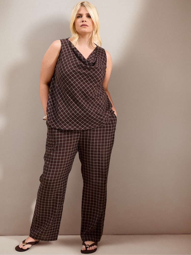 Live Unlimited Brown Check Strappy Maxi Dress - Image 3 of 3