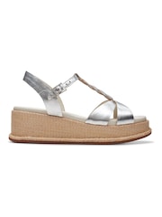 Clarks Silver Leather Kimmei Twist Sandals - Image 1 of 6