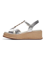 Clarks Silver Leather Kimmei Twist Sandals - Image 2 of 6