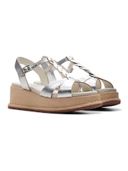 Clarks Silver Leather Kimmei Twist Sandals - Image 3 of 6