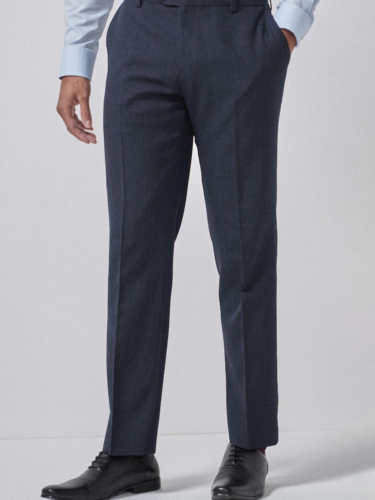Navy Blue Check Suit: Trousers - Image 1 of 5