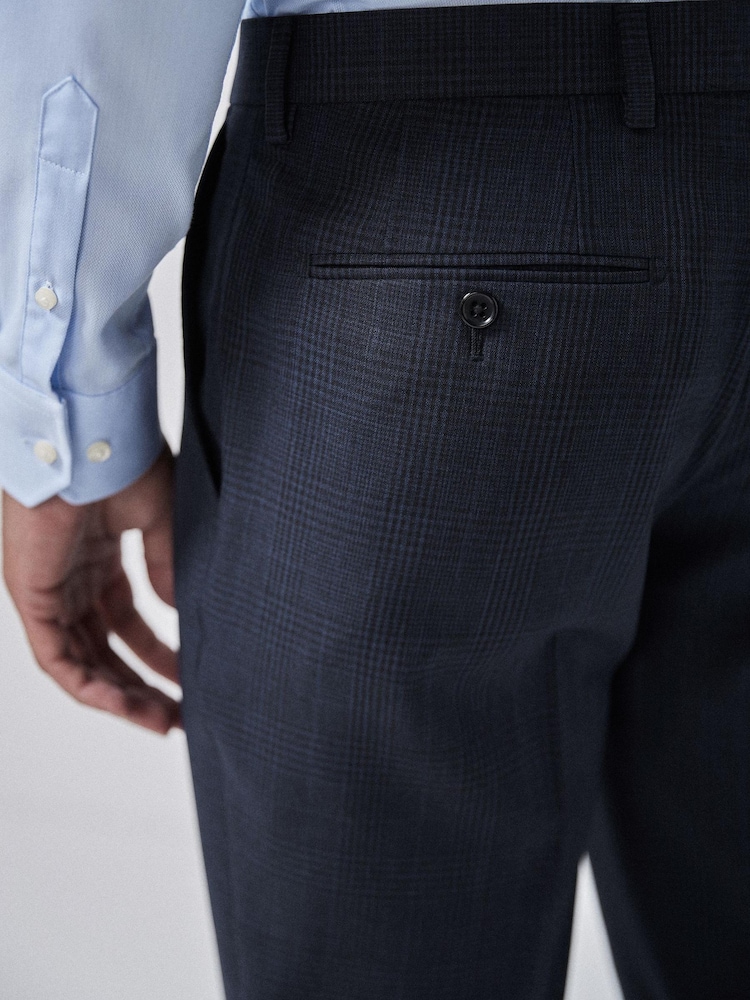 Navy Blue Check Suit: Trousers - Image 2 of 5