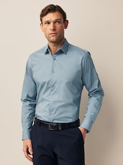 Dusky Blue Regular Fit Four Way Stretch Shirt - Image 1 of 8