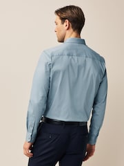 Dusky Blue Regular Fit Four Way Stretch Shirt - Image 3 of 8