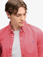Superdry Pink Garment Dyed Long Sleeve Shirt - Image 4 of 7