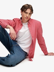 Superdry Pink Garment Dyed Long Sleeve Shirt - Image 5 of 7