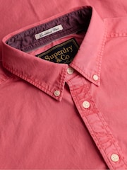 Superdry Pink Garment Dyed Long Sleeve Shirt - Image 7 of 7