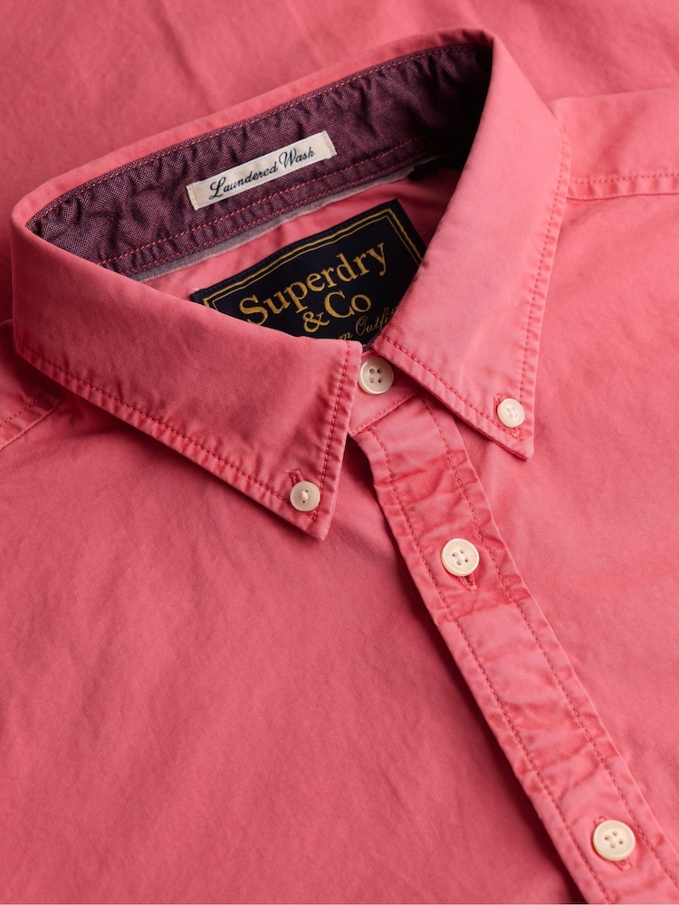 Superdry Pink Garment Dyed Long Sleeve Shirt - Image 7 of 7