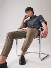 Navy/Blue Regular Fit 100% Cotton Printed Short Sleeve Shirt - Image 2 of 6