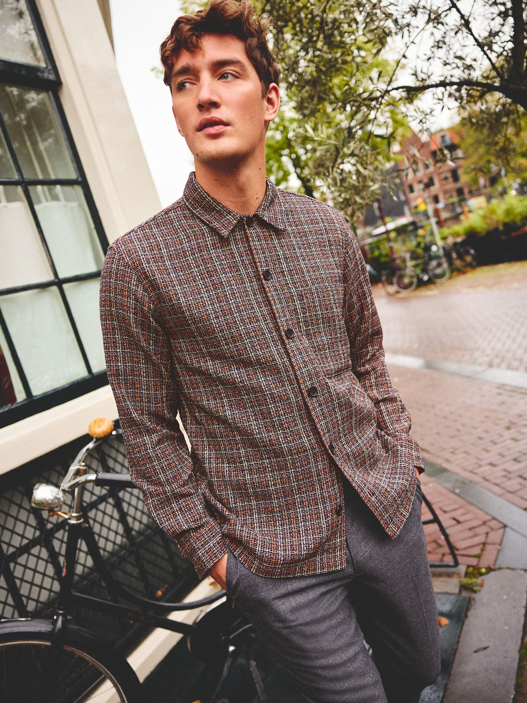 Buy Brown Textured Long Sleeve Overshirt from Next Luxembourg
