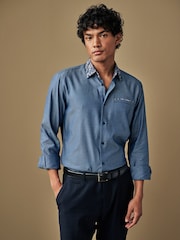 Navy Blue Regular Fit Trimmed Formal Shirt - Image 1 of 7