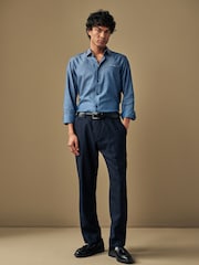 Navy Blue Regular Fit Trimmed Formal Shirt - Image 2 of 7