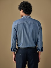 Navy Blue Regular Fit Trimmed Formal Shirt - Image 3 of 7