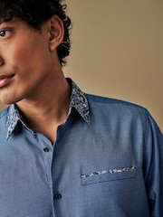 Navy Blue Regular Fit Trimmed Formal Shirt - Image 4 of 7
