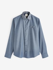 Navy Blue Regular Fit Trimmed Formal Shirt - Image 5 of 7