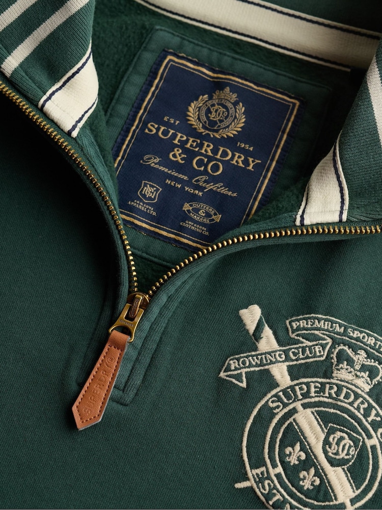 Superdry Green Gothic Varsity Half Zip Sweatshirt - Image 7 of 7