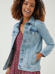 FatFace Blue Oversized Ottile Denim Jacket - Image 1 of 5