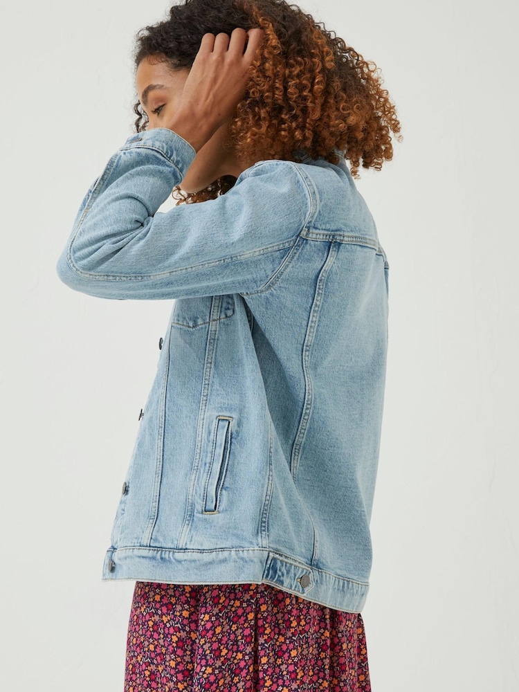 FatFace Blue Oversized Ottile Denim Jacket - Image 2 of 5