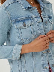 FatFace Blue Oversized Ottile Denim Jacket - Image 4 of 5