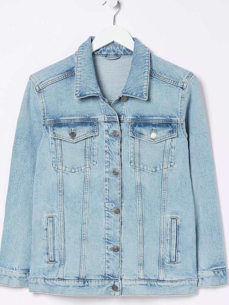 FatFace Blue Oversized Ottile Denim Jacket - Image 5 of 5