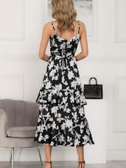 Jolie Moi Spaghetti Strap Satin Maxi Black Dress - Image 2 of 6