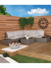 Charles Bentley Grey Garden Rattan Corner Lounge Set - Image 1 of 4
