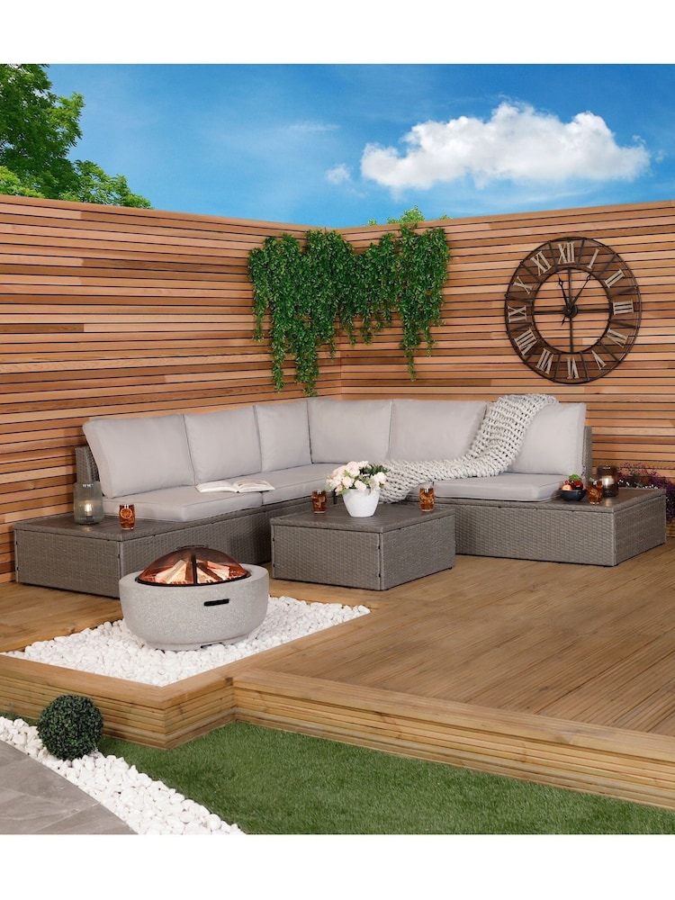 Charles Bentley Grey Garden Rattan Corner Lounge Set - Image 1 of 4