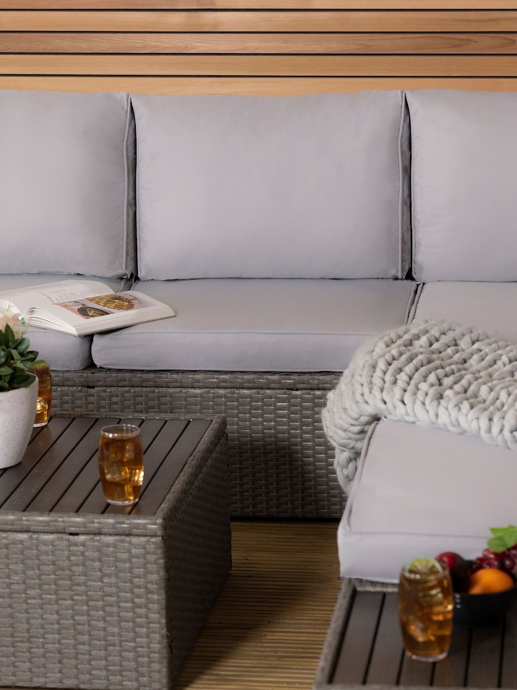 Charles Bentley Grey Garden Rattan Corner Lounge Set - Image 2 of 4
