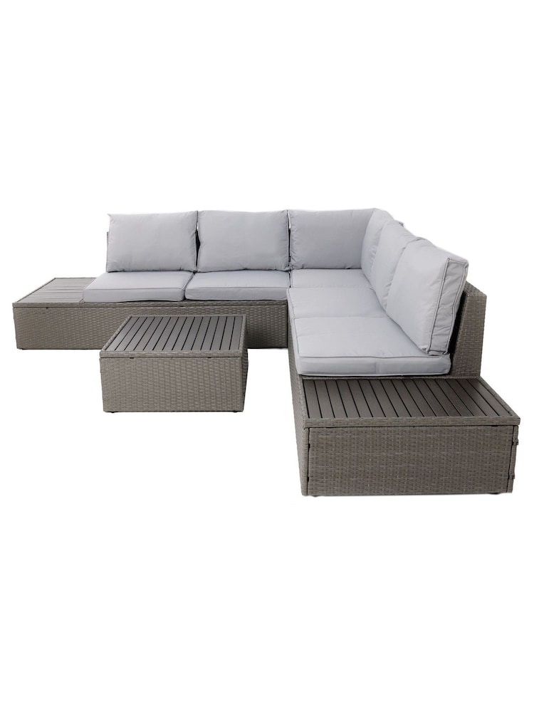 Charles Bentley Grey Garden Rattan Corner Lounge Set - Image 4 of 4
