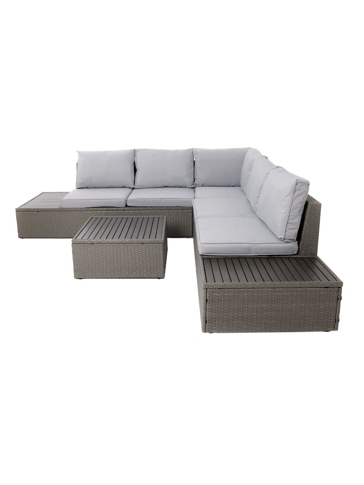 Charles Bentley Grey Garden Rattan Corner Lounge Set - Image 6 of 6