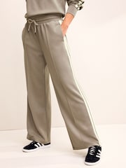 Stone Slinky Wide Leg Co-ord Side Stripe Track Trousers - Image 2 of 6