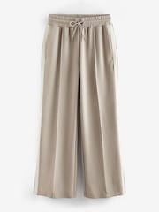 Stone Slinky Wide Leg Co-ord Side Stripe Track Trousers - Image 5 of 6