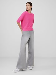 French Connection Pink 100% Cotton Short Sleeve Lily Mozart Jumper - Image 1 of 4