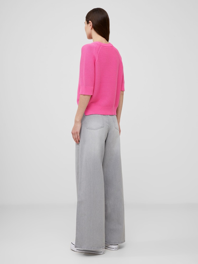 French Connection Pink 100% Cotton Short Sleeve Lily Mozart Jumper - Image 2 of 4