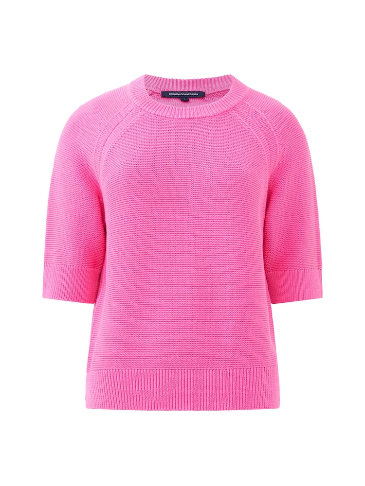 French Connection Pink 100% Cotton Short Sleeve Lily Mozart Jumper - Image 4 of 4