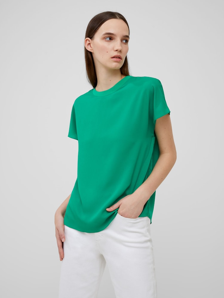 French Connection Green Crepe Light Crew Neck Top - Image 1 of 3
